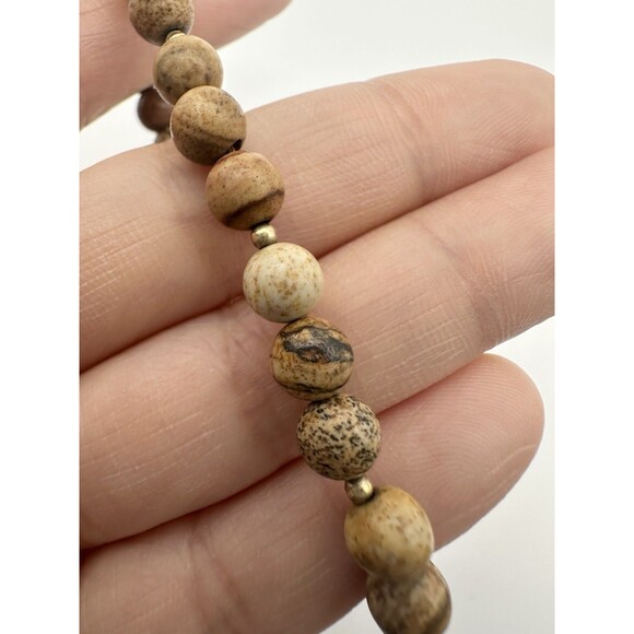 Vintage 12k Gold Filled 6mm Jasper Beaded Bracelet 6.75” - Picture 5 of 6